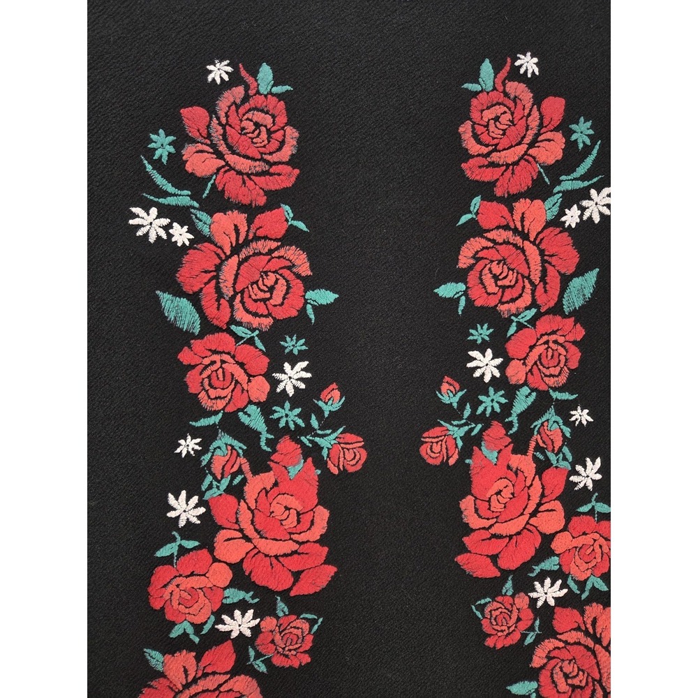 Boohoo Black Mini Dress Raised Rose Graphic Puff Print Bodycon Dress - Picture 3 of 8
